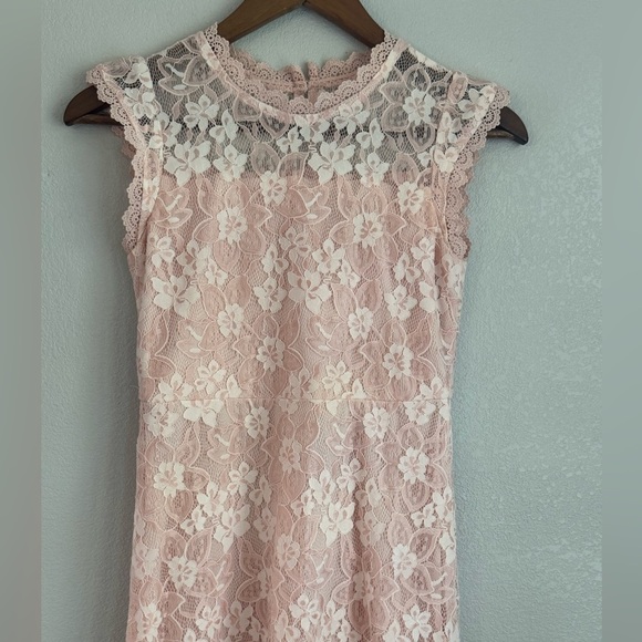 Rare Editions Asymmetrical Lace Dress Blush Kid 14y - Picture 5 of 6